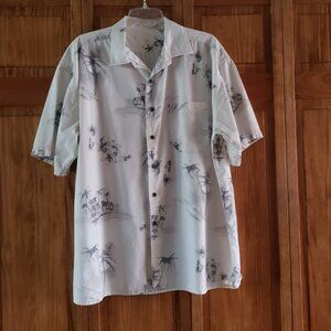 Nice off white/gray print S/S button front shirt sz XXL men